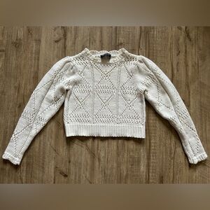 MinkPink Elegant White Knit cropped Sweater winter holiday cabin neutral capsule